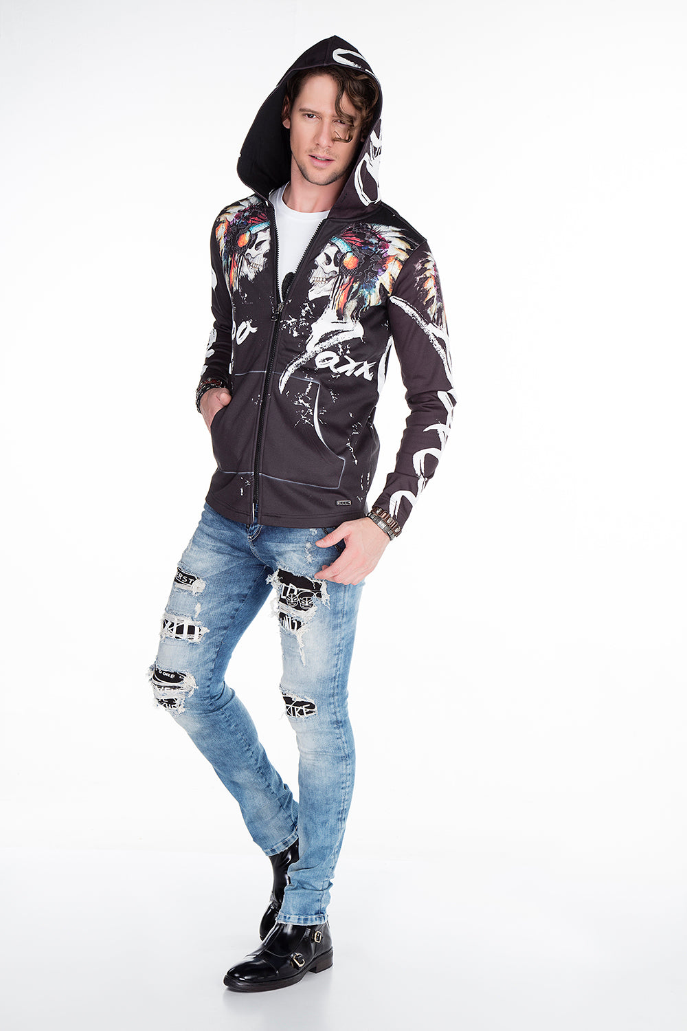 CL263 men's sweat jacket with cool print