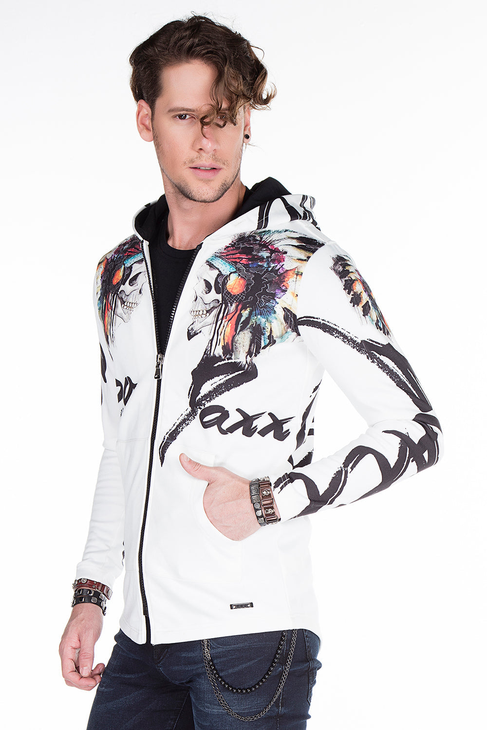 CL263 men's sweat jacket with cool print