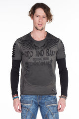 CL265 Men's long-sleeved shirt with gemstone print