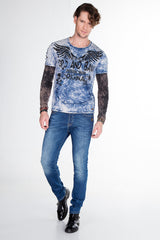 CL265 Men's long-sleeved shirt with gemstone print