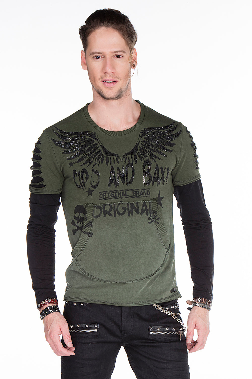 CL265 Men's long-sleeved shirt with gemstone print