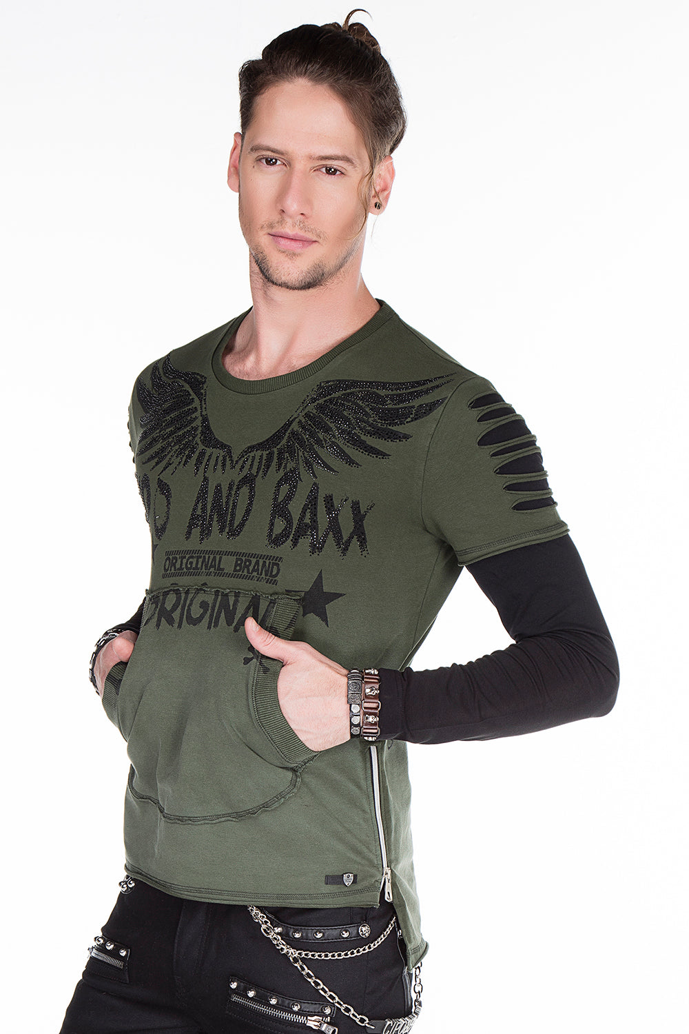 CL265 Men's long-sleeved shirt with gemstone print