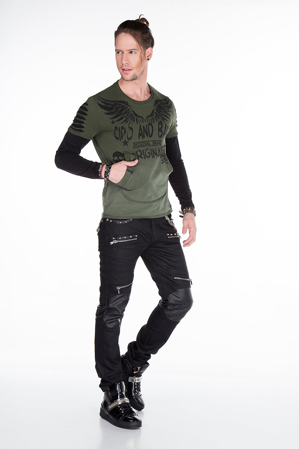 CL265 Men's long-sleeved shirt with gemstone print