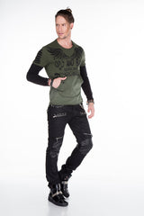CL265 Men's long-sleeved shirt with gemstone print
