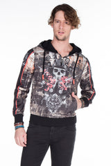 CL272 Men's hooded sweatshirt with cool all-over print