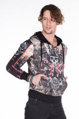 CL272 Men's hooded sweatshirt with cool all-over print