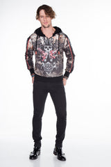 CL272 Men's hooded sweatshirt with cool all-over print