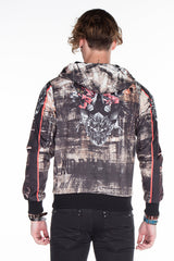 CL272 Men's hooded sweatshirt with cool all-over print