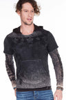 CL279 Men's hooded sweatshirt with faded prints