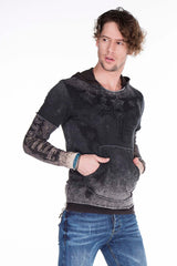 CL279 Men's hooded sweatshirt with faded prints