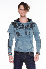 CL279 Men's hooded sweatshirt with faded prints