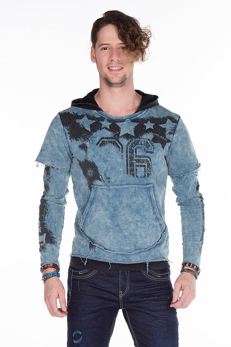 CL279 Men's hooded sweatshirt with faded prints