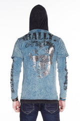 CL279 Men's hooded sweatshirt with faded prints