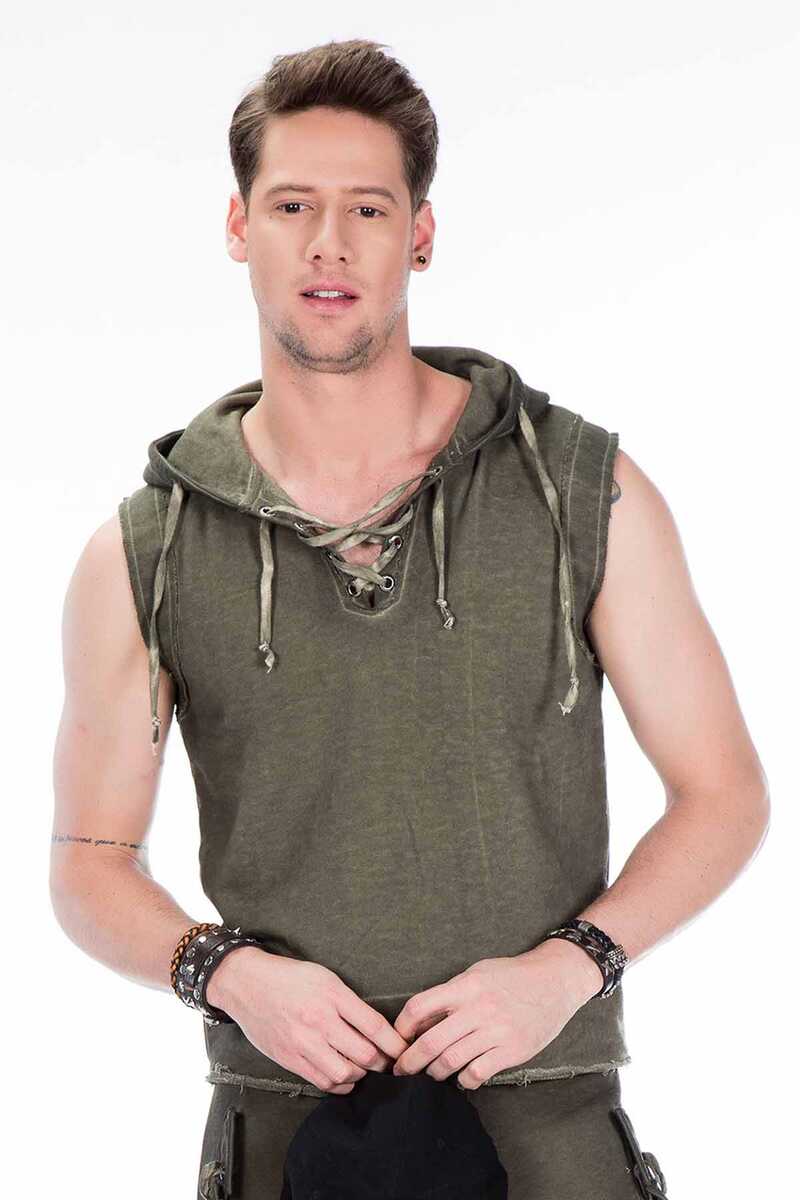 CL298 Men's hooded sweatshirt in sleeveless design