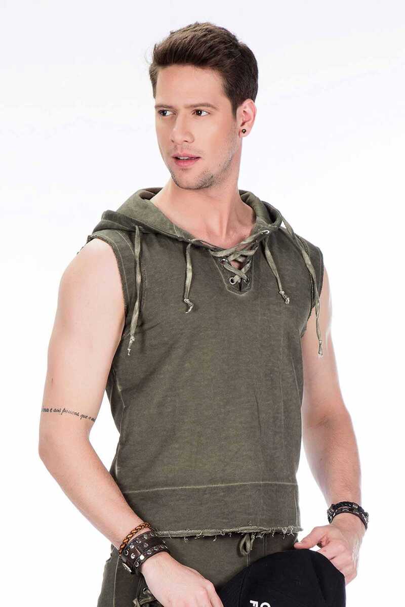 CL298 Men's hooded sweatshirt in sleeveless design