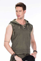 CL298 Men's hooded sweatshirt in sleeveless design