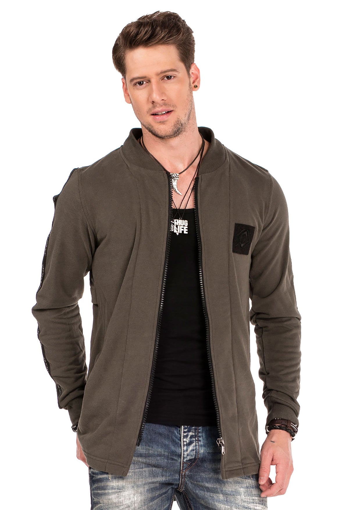 CL305 Men's Sweat Jacket with Layered Look