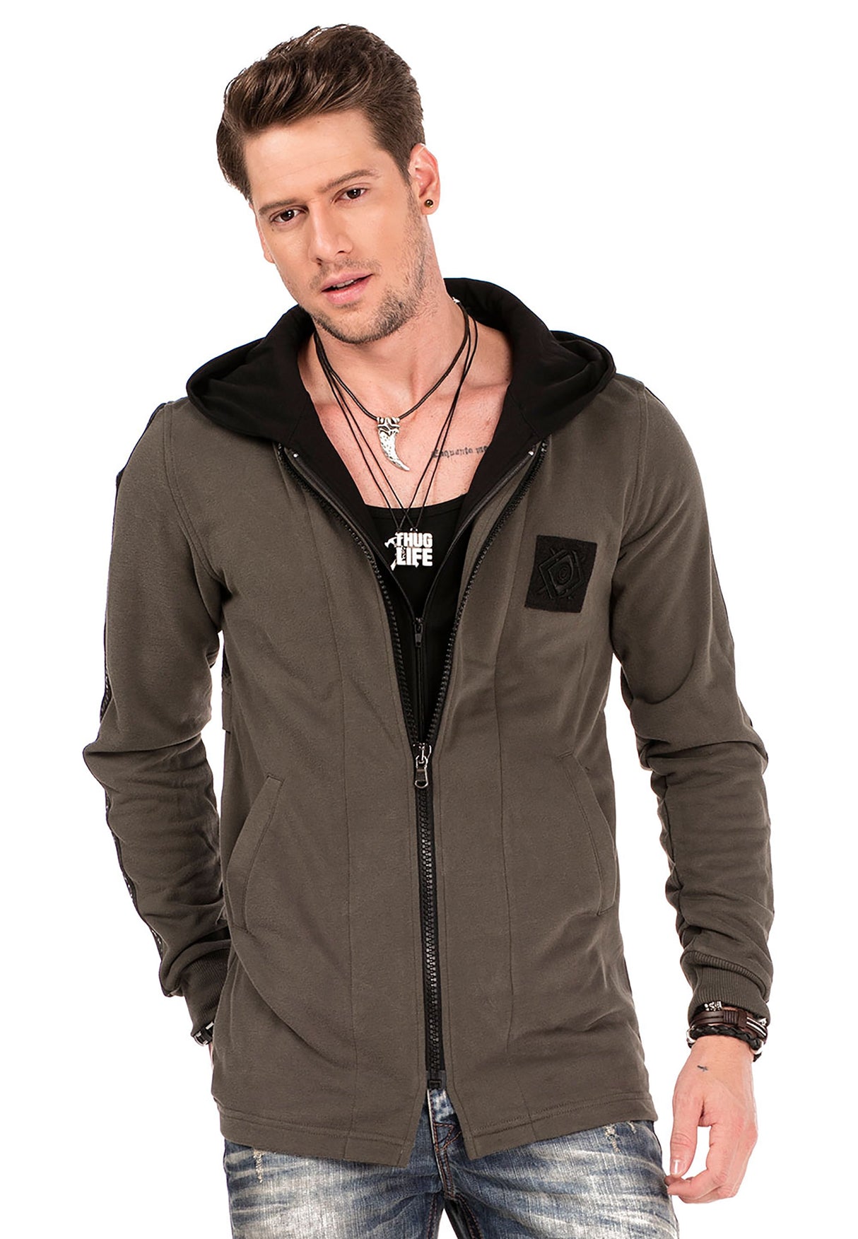 CL305 Men's Sweat Jacket with Layered Look
