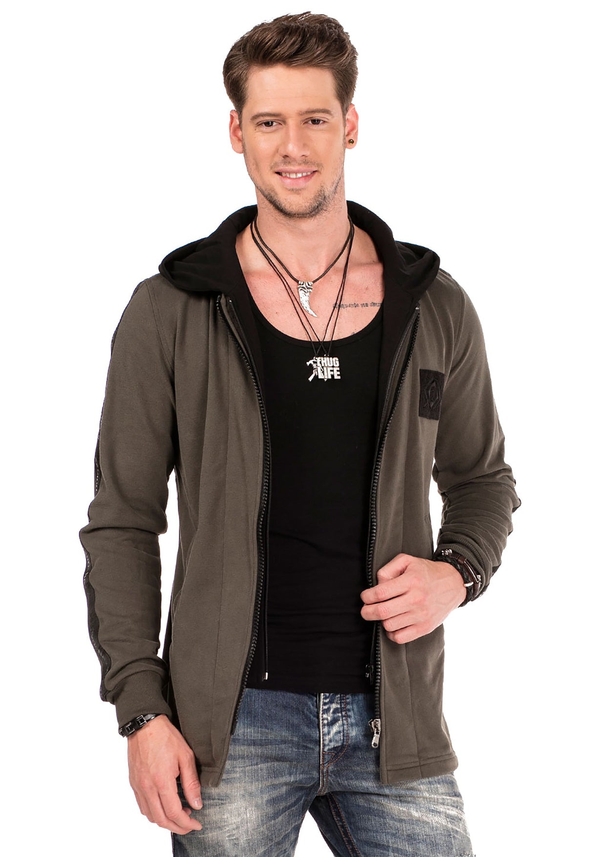 CL305 Men's Sweat Jacket with Layered Look