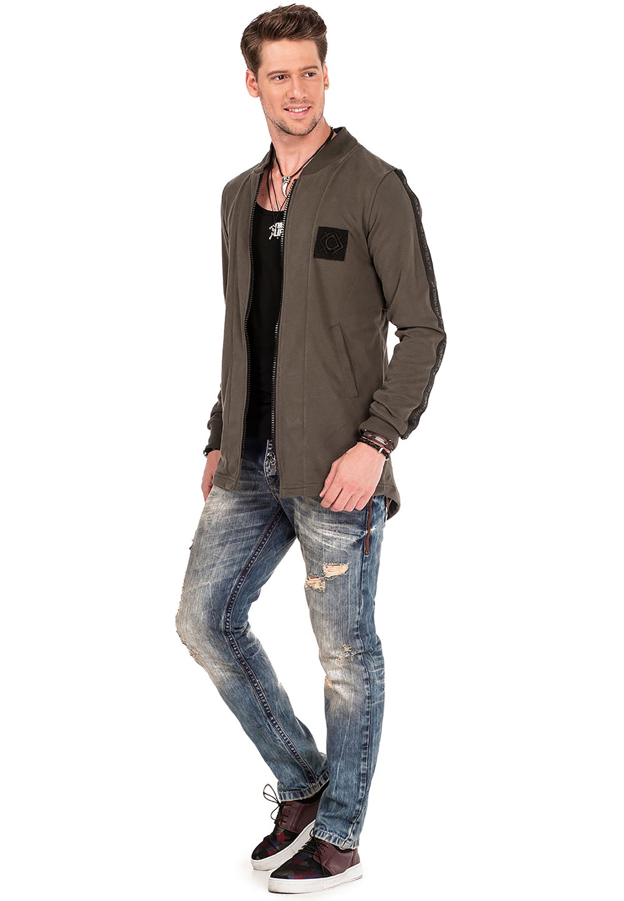CL305 Men's Sweat Jacket with Layered Look