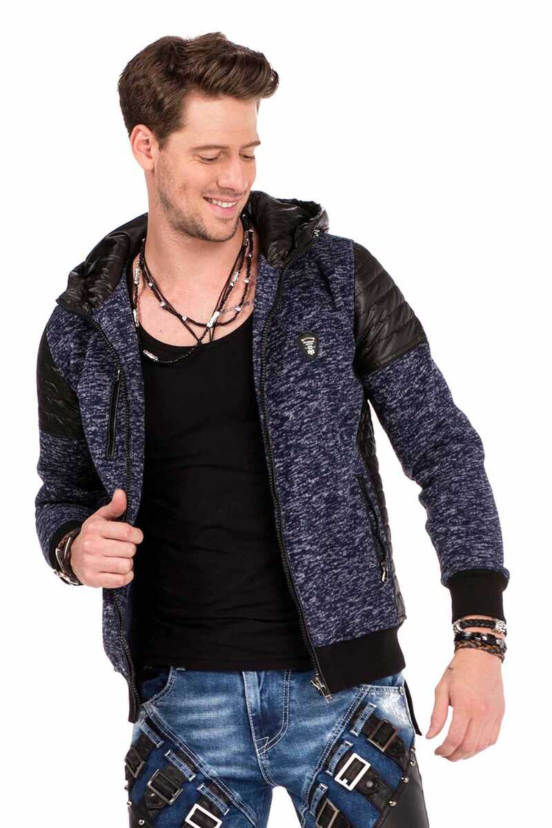 CL310 Men's Cardigan with Leather Highlights