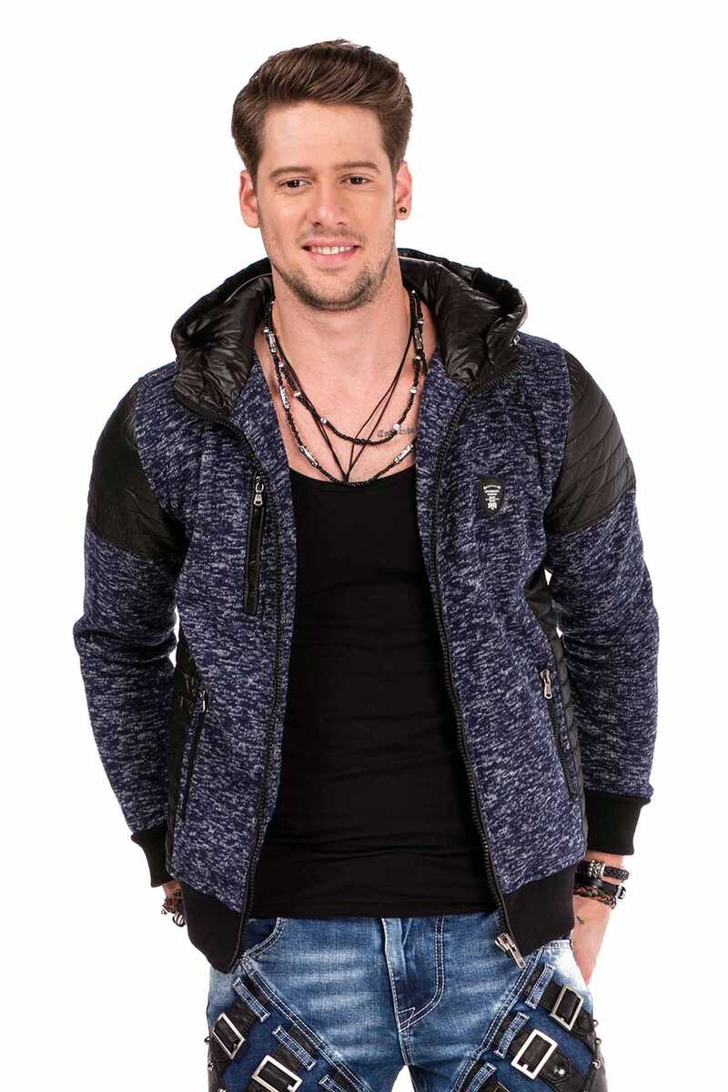 CL310 Men's Cardigan with Leather Highlights