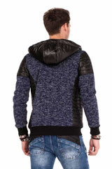 CL310 Men's Cardigan with Leather Highlights