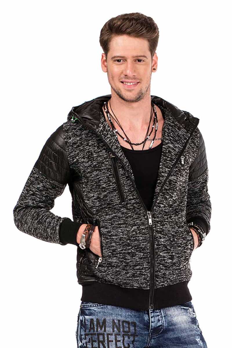 CL310 Men's Cardigan with Leather Highlights