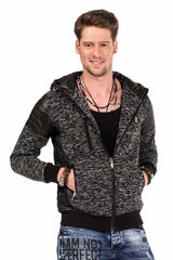 CL310 Men's Cardigan with Leather Highlights