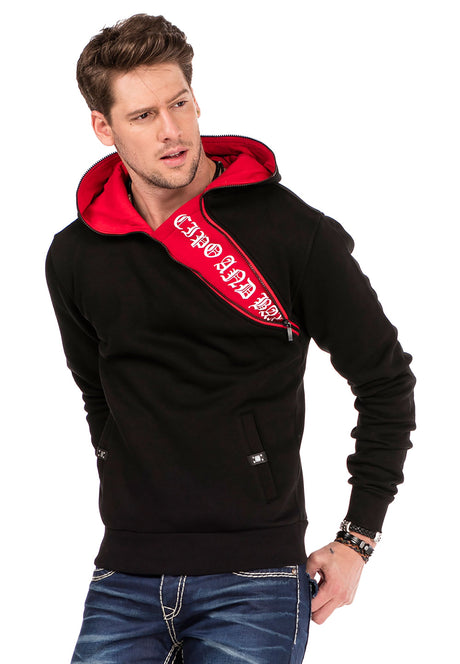 CL329 Men's hooded sweatshirt with zip collar