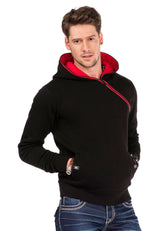 CL329 Men's hooded sweatshirt with zip collar