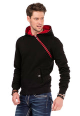 CL329 Men's hooded sweatshirt with zip collar