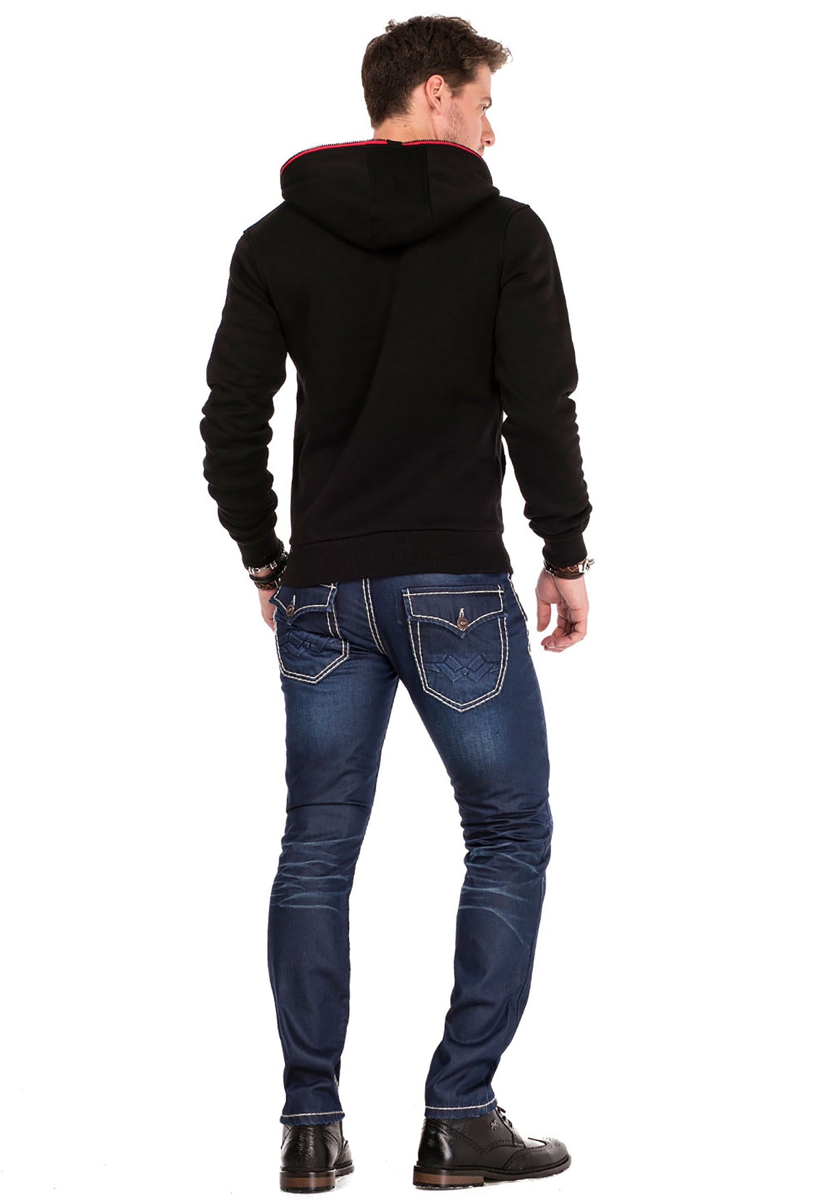 CL329 Men's hooded sweatshirt with zip collar