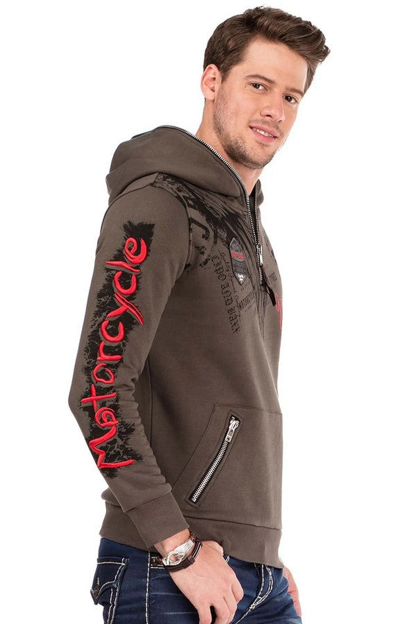 CL334 Men's hooded sweatshirt with trendy prints and embroidery