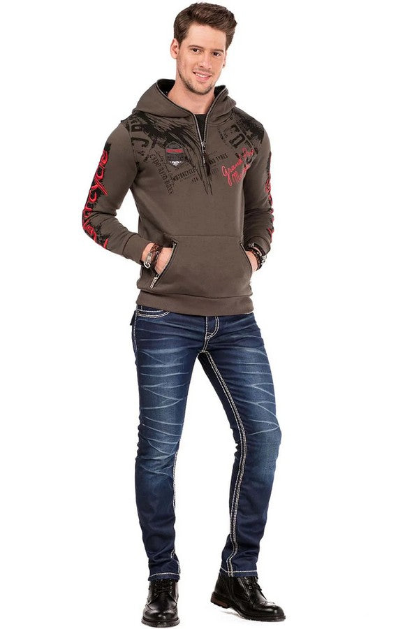 CL334 Men's hooded sweatshirt with trendy prints and embroidery
