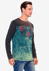 CL351 Men's long-sleeved shirt with gemstone print