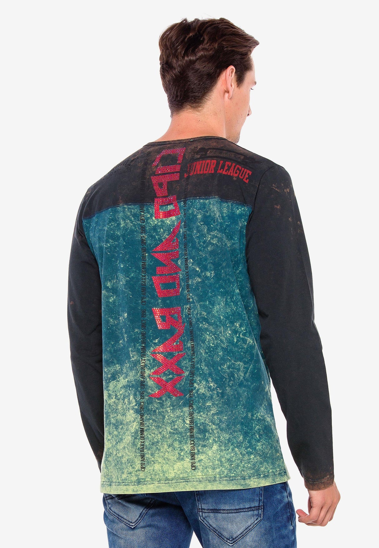 CL351 Men's long-sleeved shirt with gemstone print