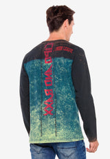 CL351 Men's long-sleeved shirt with gemstone print