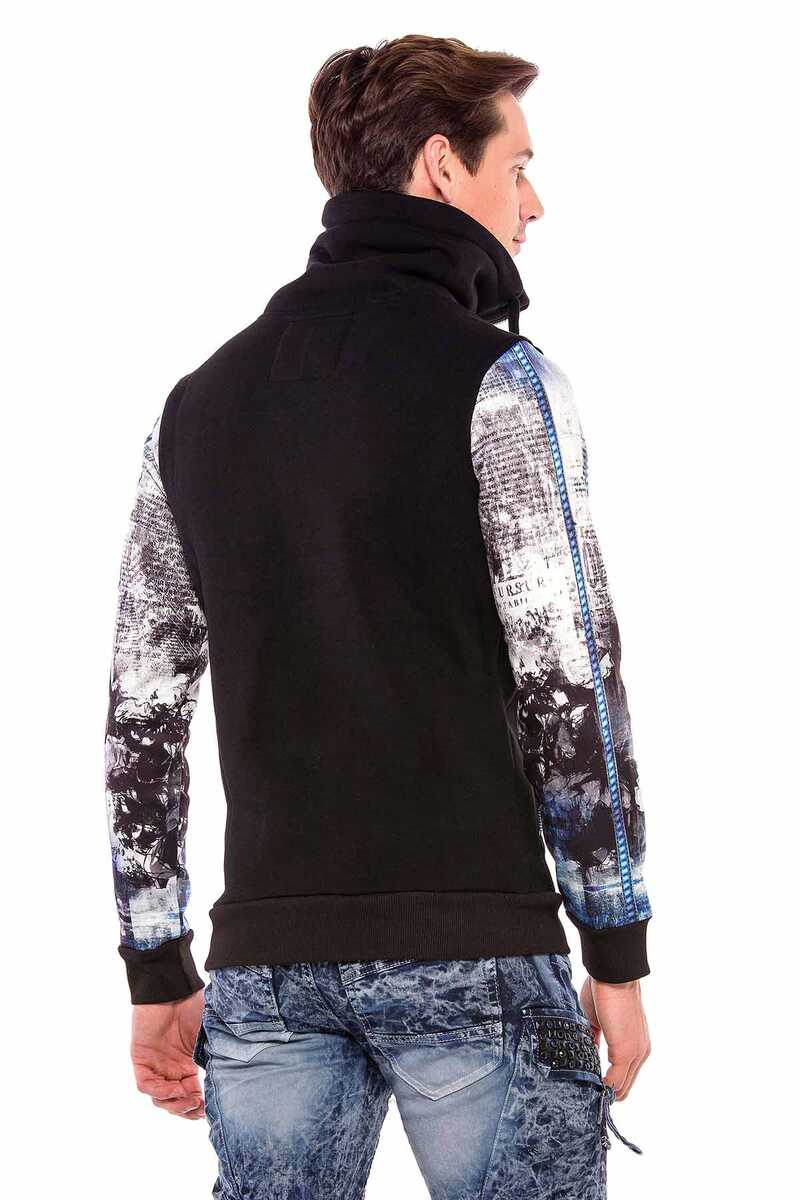 CL366 Men's hooded sweatshirt with printed sleeves