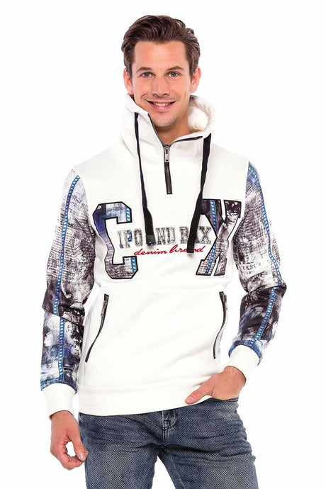 CL366 Men's hooded sweatshirt with printed sleeves