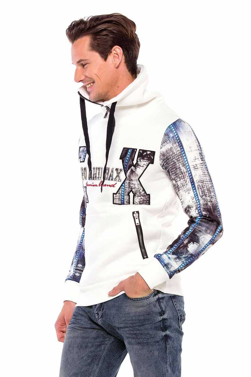 CL366 Men's hooded sweatshirt with printed sleeves