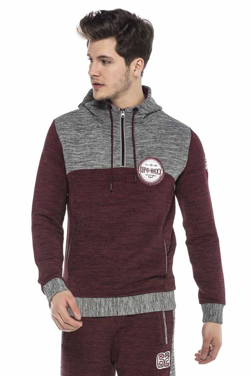 CL372 Men's Sweatshirt – Two-tone Hoodie with Texture & Character