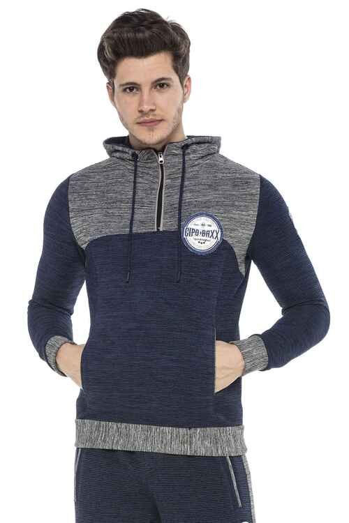 CL372 Men's Sweatshirt – Two-tone Hoodie with Texture & Character