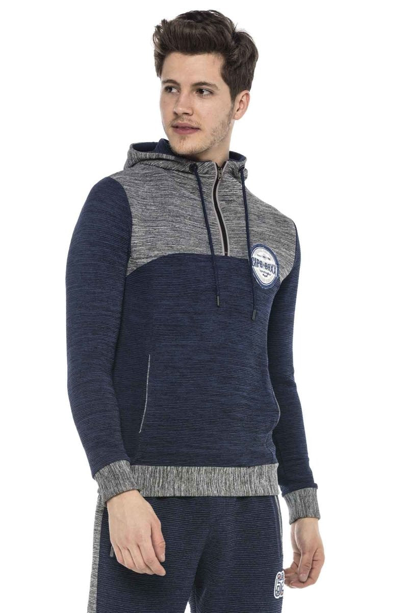 CL372 Men's Sweatshirt – Two-tone Hoodie with Texture & Character