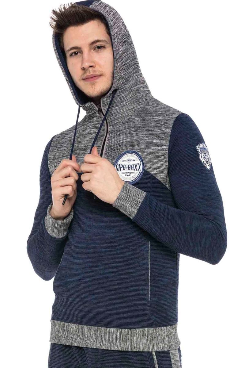 CL372 Men's Sweatshirt – Two-tone Hoodie with Texture & Character