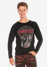 CL395 Men's long-sleeved shirt with stylish skull motif