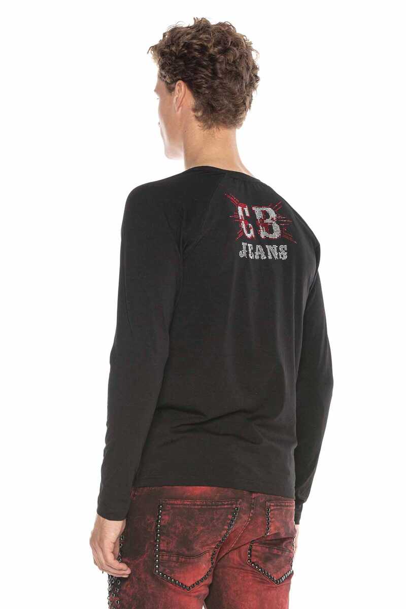 CL395 Men's long-sleeved shirt with stylish skull motif