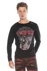 CL395 Men's long-sleeved shirt with stylish skull motif