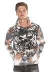 CL405 Men's hooded sweatshirt with trendy rhinestone appliqués