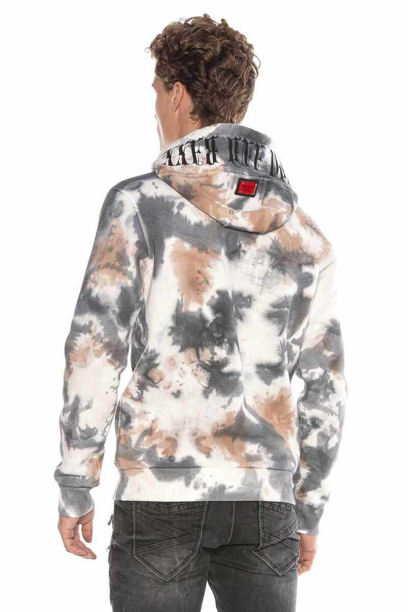 CL405 Men's hooded sweatshirt with trendy rhinestone appliqués